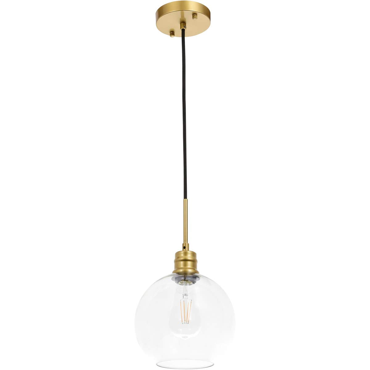 Living District Indoor Modern Home Decorative Bright Ceiling Emett 1 Light Brass and Clear Glass Pendant