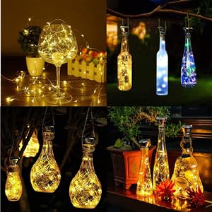 Yjfwal 2024 Upgraded 12 Pack Diamond Solar Wine Bottle Lights,20 Led Solar Operated Mini Copper String Lights For Wine Bottles With Cork Christmas, Outdoor, Wedding Deco, Halloween Deco(Warm White)