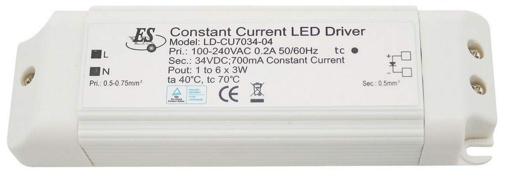 Cal Lighting D-700Ma-Cc-18W 120V To 240V,Led Driver 700Ma,3-18W, Pwt, Nckl, B/S, Slvr
