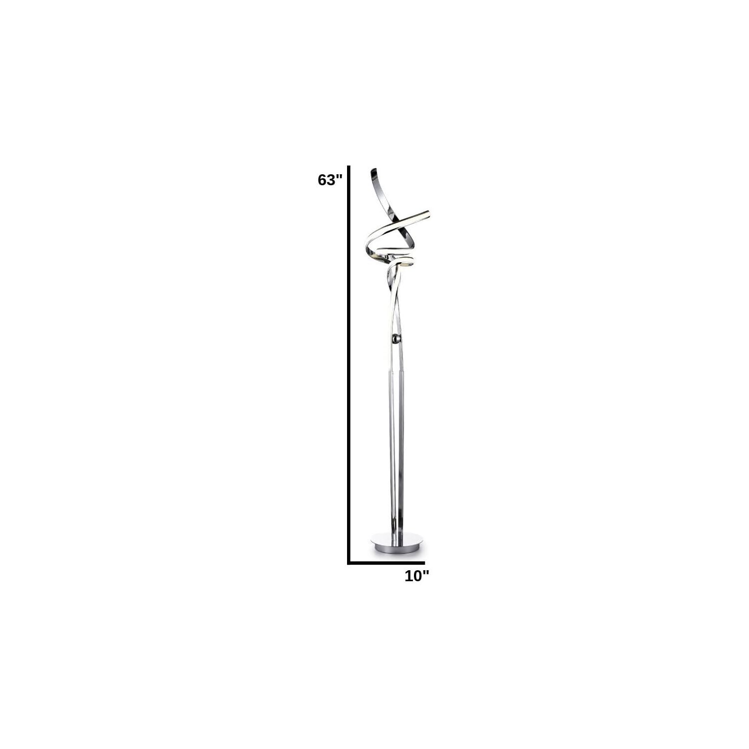 mCasting Silver LED Floor Lamp - 63in Tall, Metal, Model FL-004