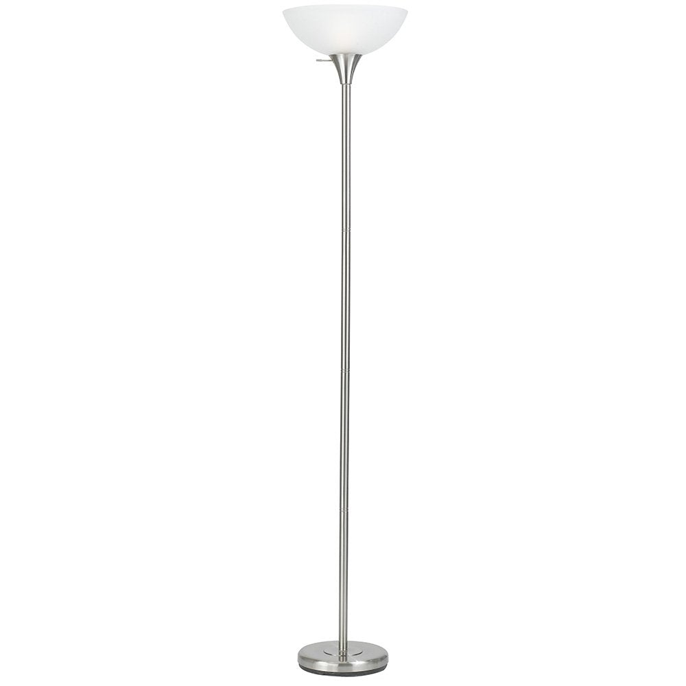 Cal Lighting Torchiere Floor Lamp, Brushed Steel, Metal, Model CALBO-2055