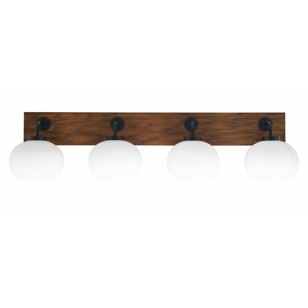 Toltec Lighting 1774-Mbwg-212 Oxbridge - 4 Light Bath Bar-9 Inches Tall And 37.5 Inches Length, Finish Color: Matte Black/Painted Wood-Look Metal, Glass Color: White Muslin