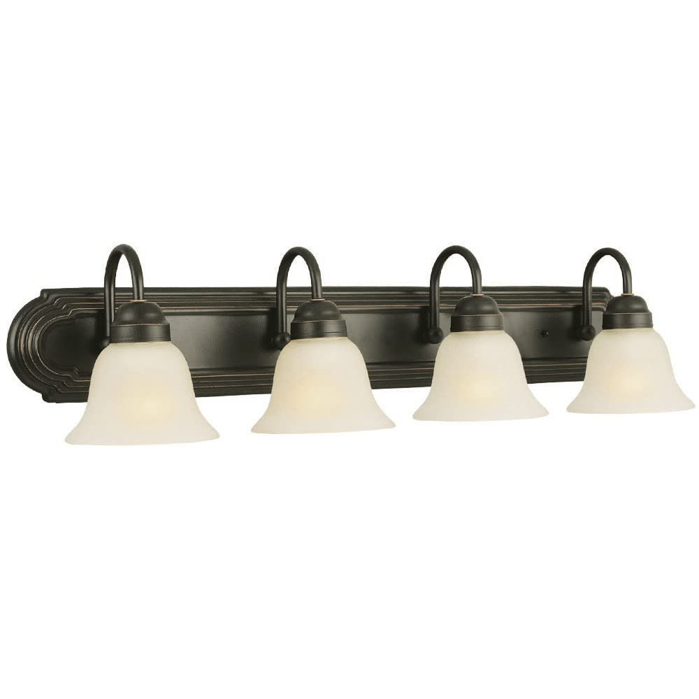 Allante 4-Light Vanity Light, Oil Rubbed Bronze Finish, Frosted Glass Shades, Dimmable, Bathroom Wall Fixture - Design House, 50