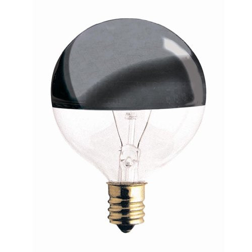 Bulbrite 25W Globe Shape Bulb, Half Chrome Finish, Model 25G16HM-5PK, 5-Pack