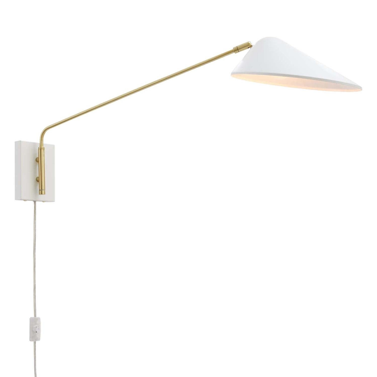 Modway Journey 24 1-Light Modern Metal Swing Arm Wall Sconce in White