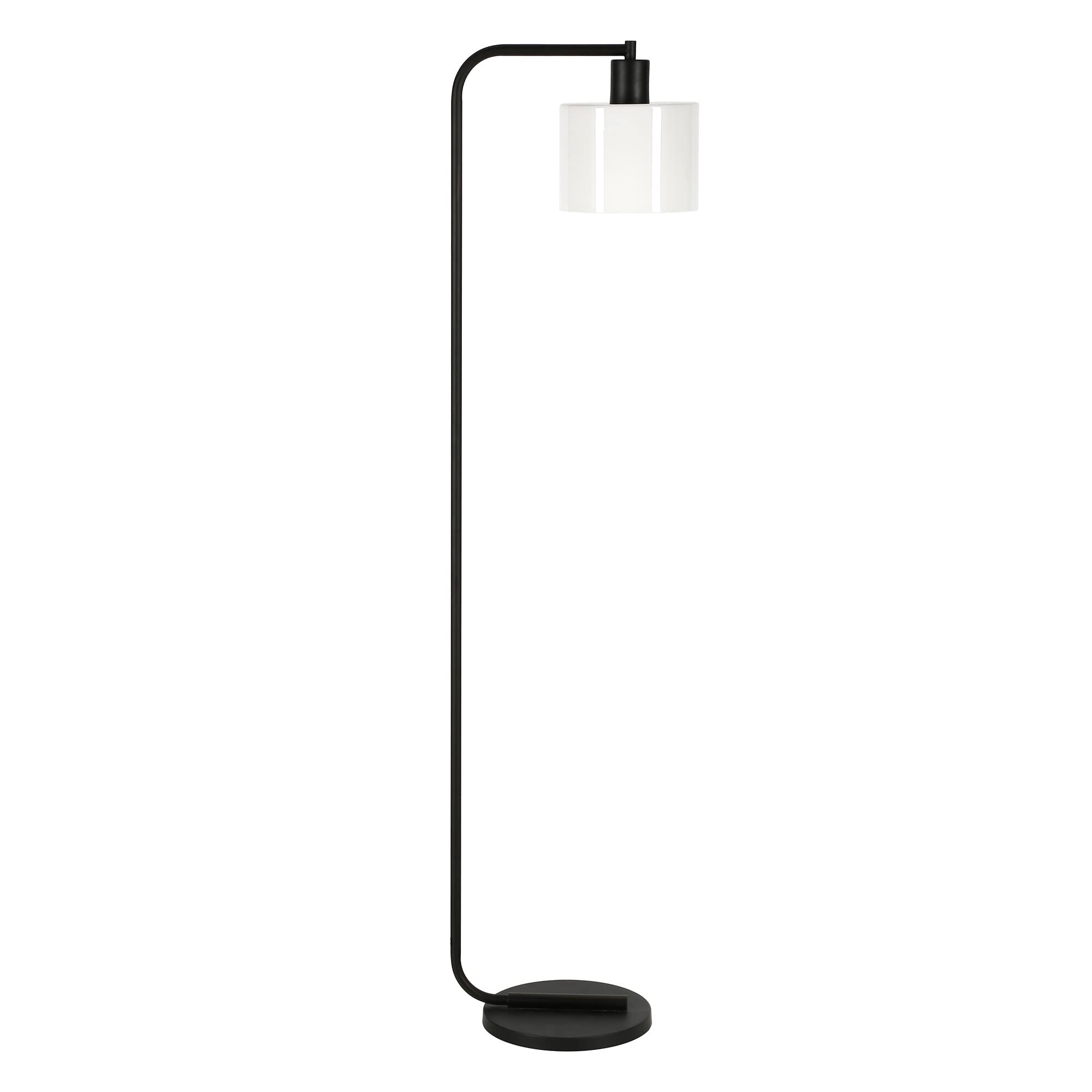 Henn&Hart Cadmus 57" Tall Floor Lamp, Metal with Glass Shade, Blackened Bronze/White, Model FL0408