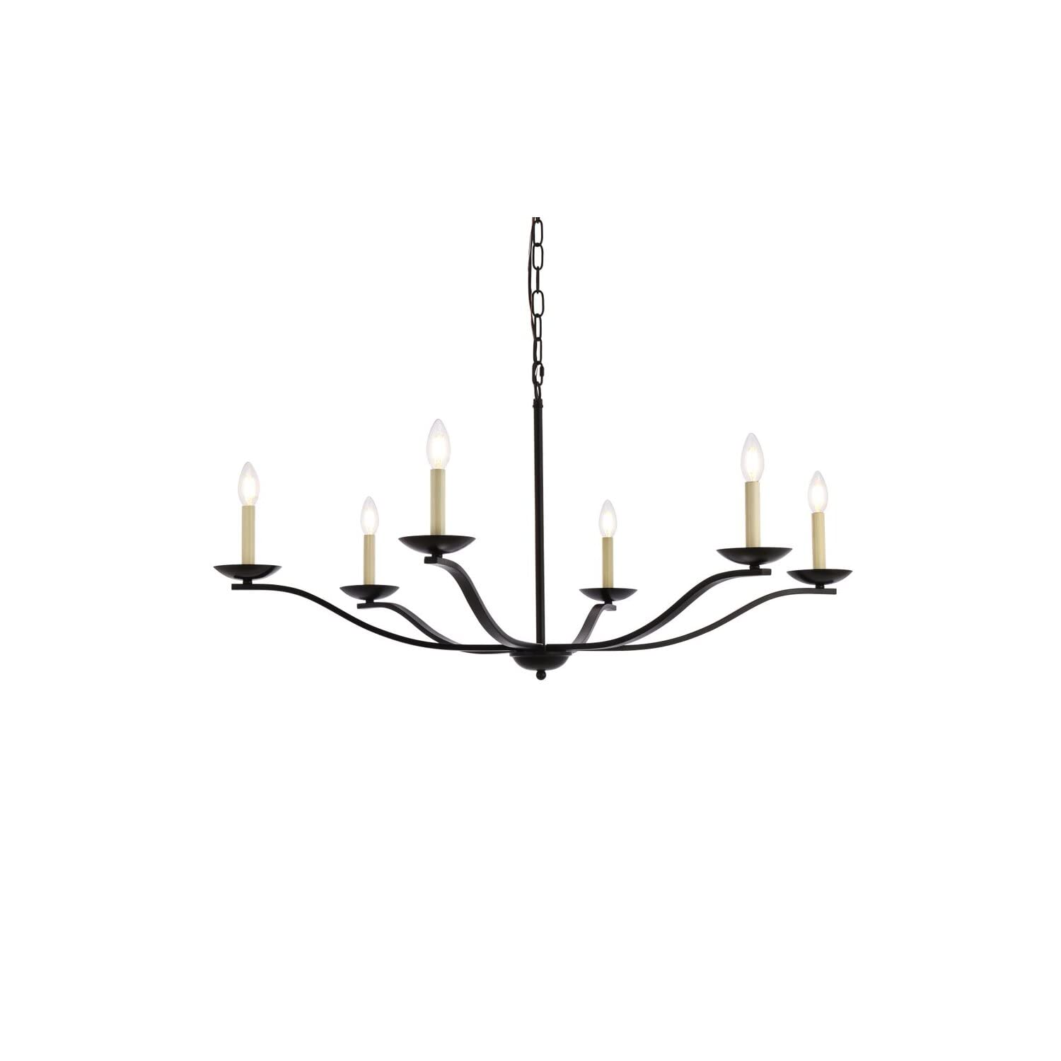 Living District Trey 6-Light Mid-Century Metal Pendant in Black Finish