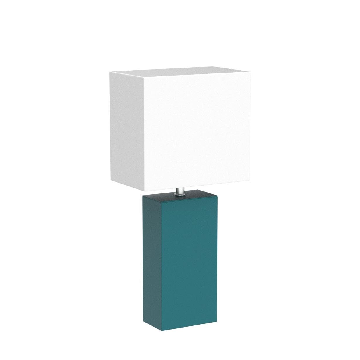 Elegant Designs LC2000-TEL-2PK 2 Pack Modern Leather Table Lamps with White Fabric Shades  Teal