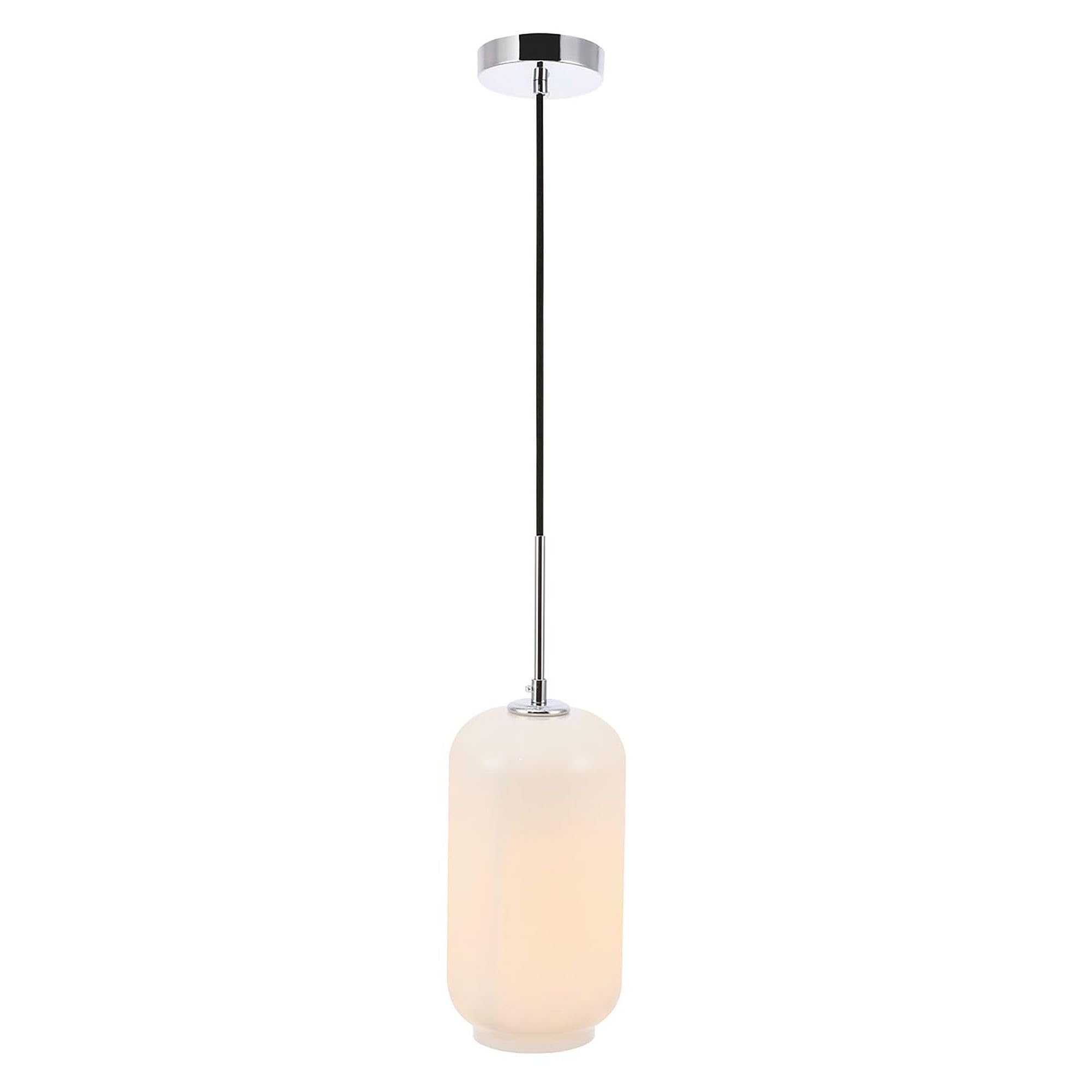 Living District Chrome Pendant Light With Frosted White Glass - Modern Ceiling Fixture