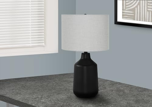 Monarch Specialties I 9701 Lightingtable Lamp, Black Concrete, Grey Shade, Contemporary