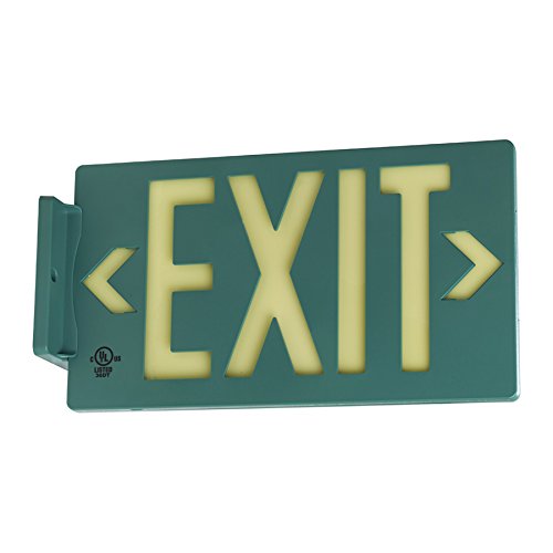 Ul Listed 100 Foot Jessup Glo Brite 7040-100-B Pf100 Molded Plastic Exit Sign, Single-Sided, 8.75&quot; X 15.5&quot;, Green (Mounts 4 Ways, Includes Bracket And Arrows)