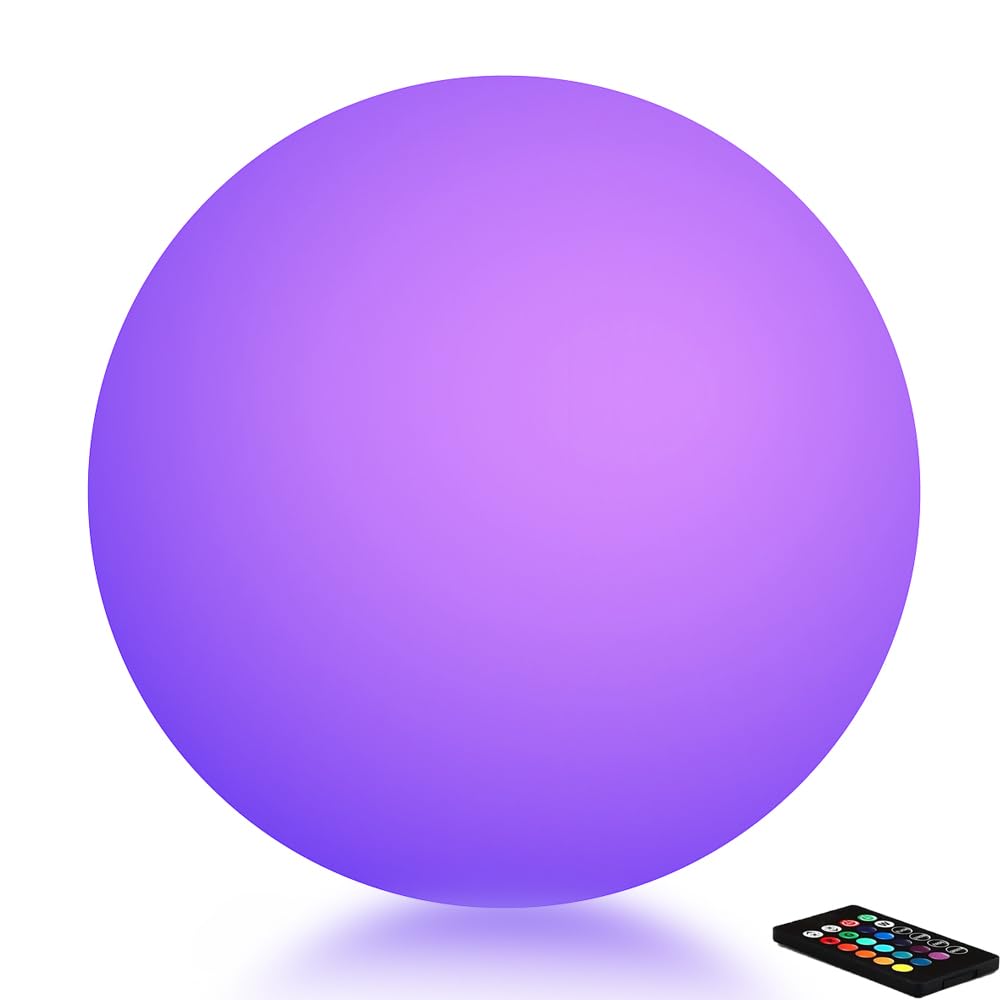 COPU LED Night Light Globe Lamp, 8 Inch, 16 RGB Colors, Dimmable, Rechargeable, IP65 Waterproof, Outdoor/Indoor Decor