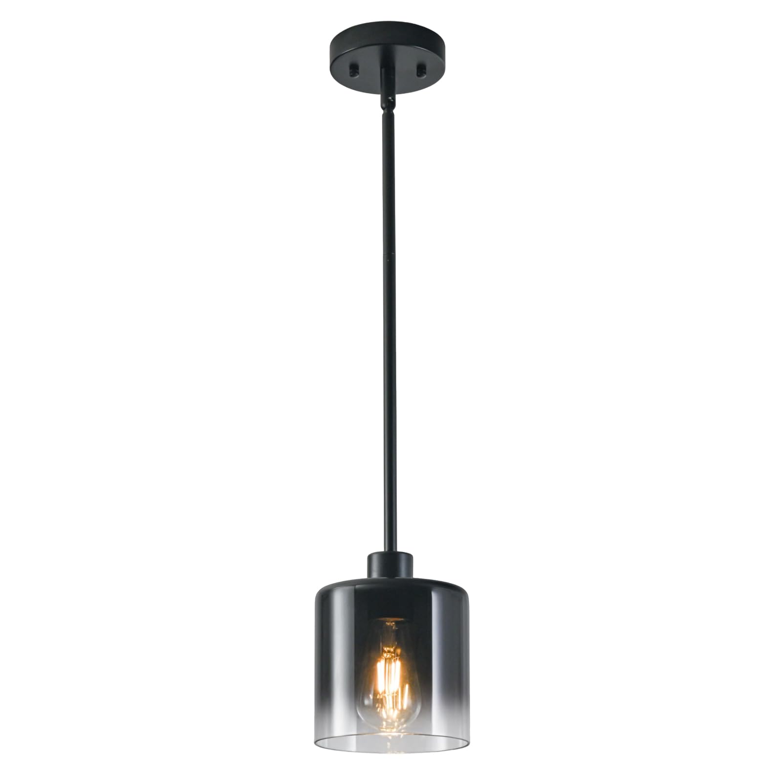 LINSEEDS Black Pendant Light Fixtures  Modern Pendant Lights for Kitchen Island with Adjustable Rods  Industrial Glass Pendant Lights for Dining Table Hallway Bedroom Living Room  1 Pack