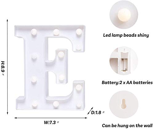 MIRADH LED Marquee Light Up Alphabet Letter E Lights for Wedding Birthday Party Christmas Home Bar Decoration; Diwali (Warm Whit