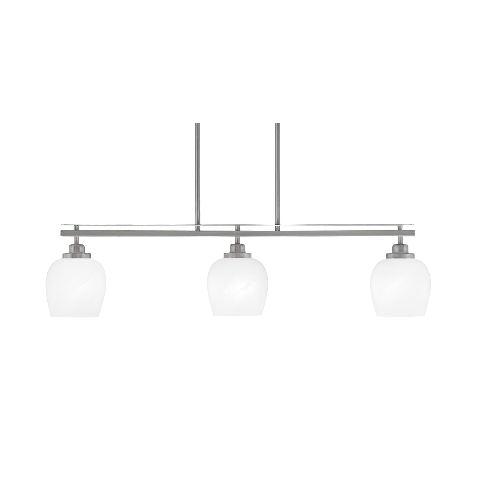 Toltec Lighting Odyssey 3 Light Island Light, Brushed Nickel Finish, 6in White Marble Glass