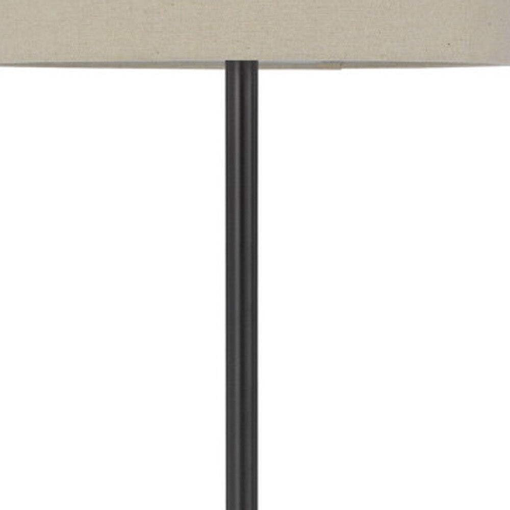 HomeRoots Bronze Tray Table Floor Lamp with Beige Drum Shade, 62 in. Height
