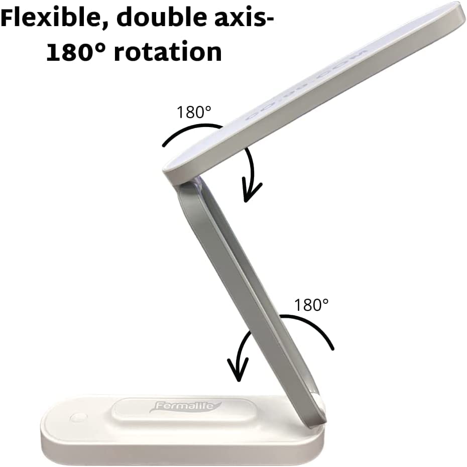 Fermalife - Foldable Led Table Desk Lamp, Adjustable Portable Reading Night Light - 3 Light Settings, Compact & Rechargable Usb