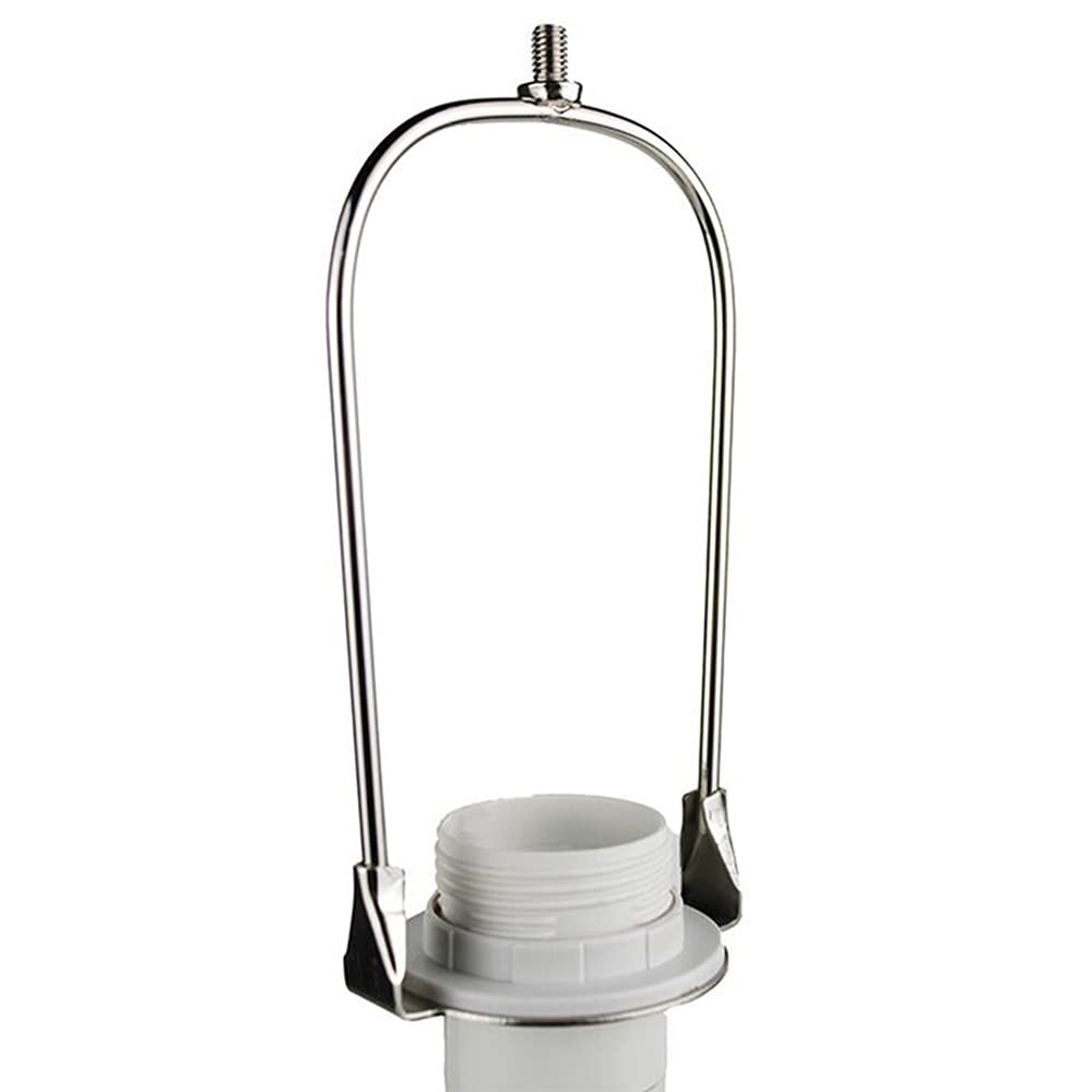U/D UNO Fitter Adapter Lamp Shade Harp Holder, 6 Inch, Fits E26 Light Base, Silver, Vinyl Material