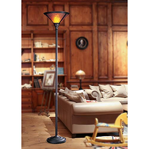 Cal Lighting Bo-469 Floor Lamp With Mica Glass Shades, Rust Finish Antique Bronze, 23.5X16.8X9.5