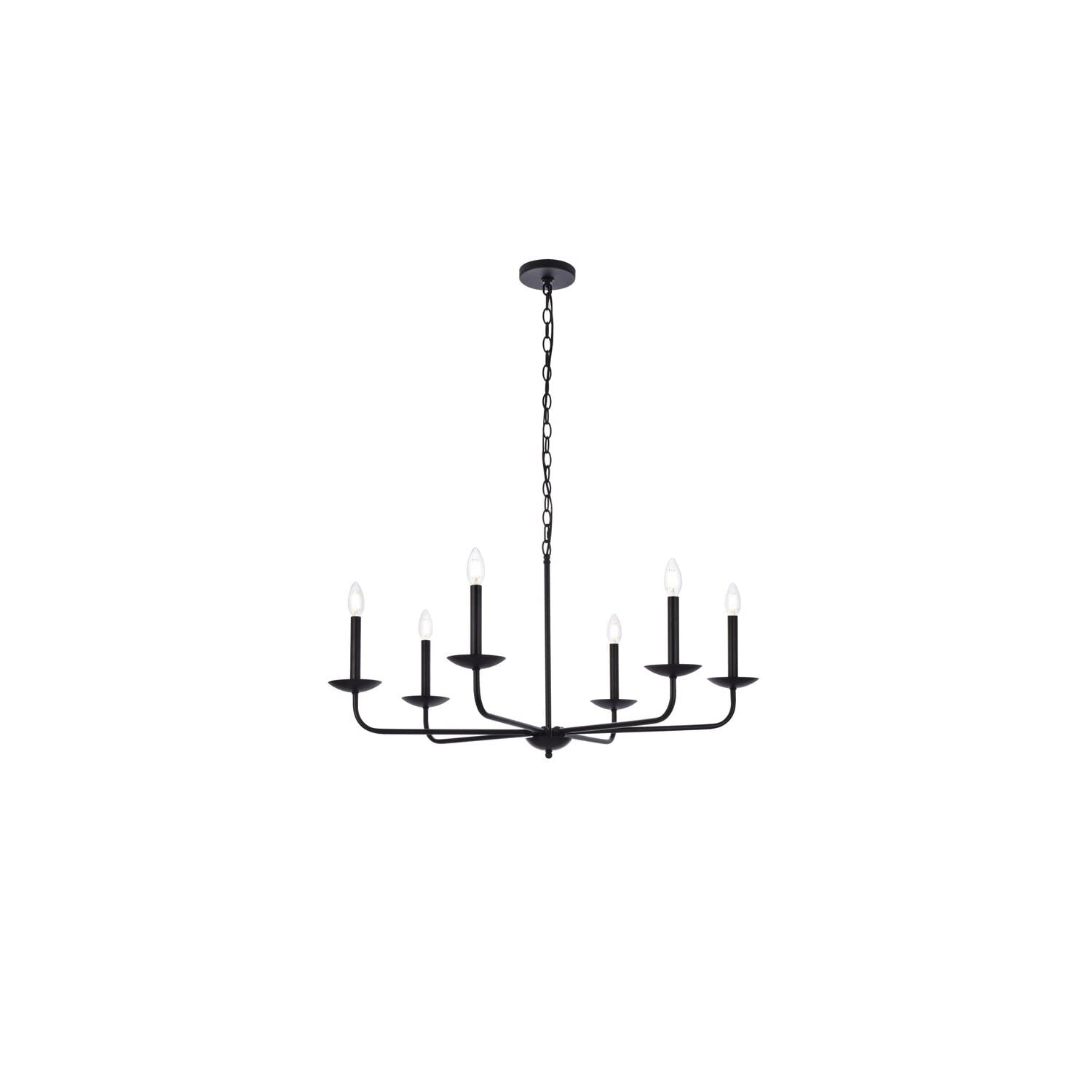 Living District Cohen 6-Light Mid-Century Style Metal Pendant in Black Finish