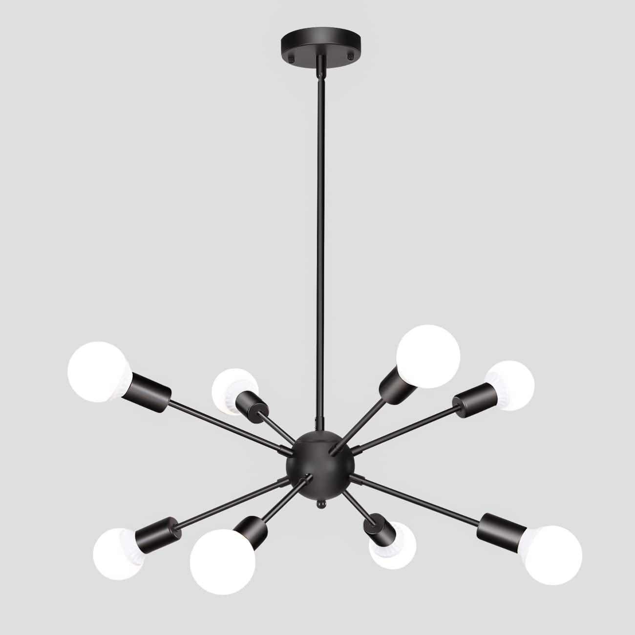 LASENCHOO Black Sputnik Chandelier, 8 Lights, Mid Century Modern Pendant Light, Model BLM-D0005S-8-B