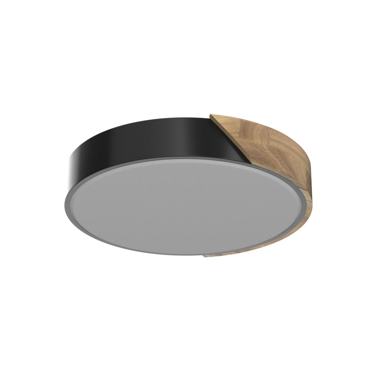 Led Ceiling Light Flush Mount: 12 Inch 24W Bedroom Light Fixture With Round Wood Modern Black Flat Overhead Minimalist Ceiling Lamps For Kitchen Hallway Laundry Warm White 3000K, Not Dimmable