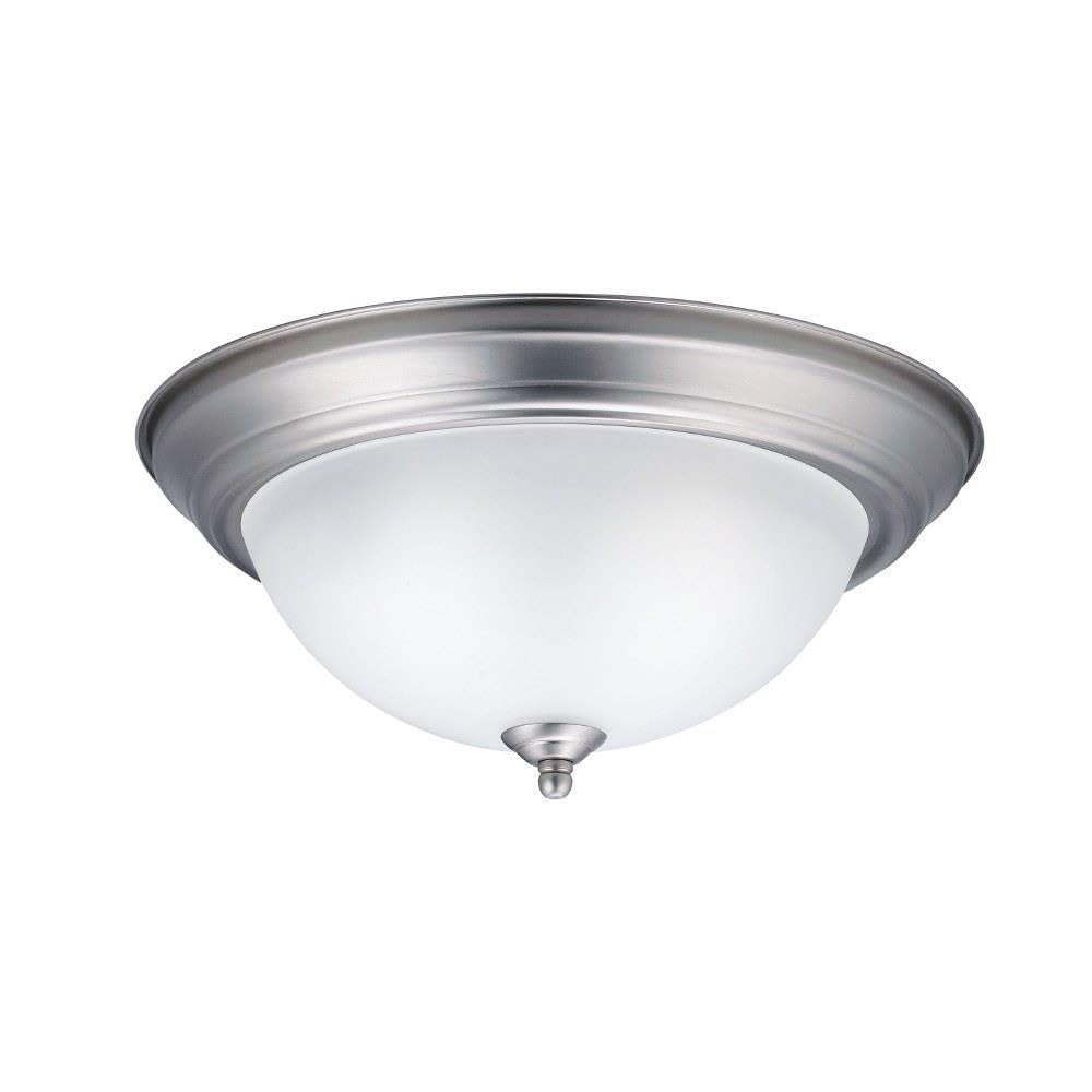 Kichler 8112NI Flush Mount Round Glass Ceiling Lighting, Brushed Nickel 2-Light (14'' W x 6'' H) 60 Watts, 13.25'' Width