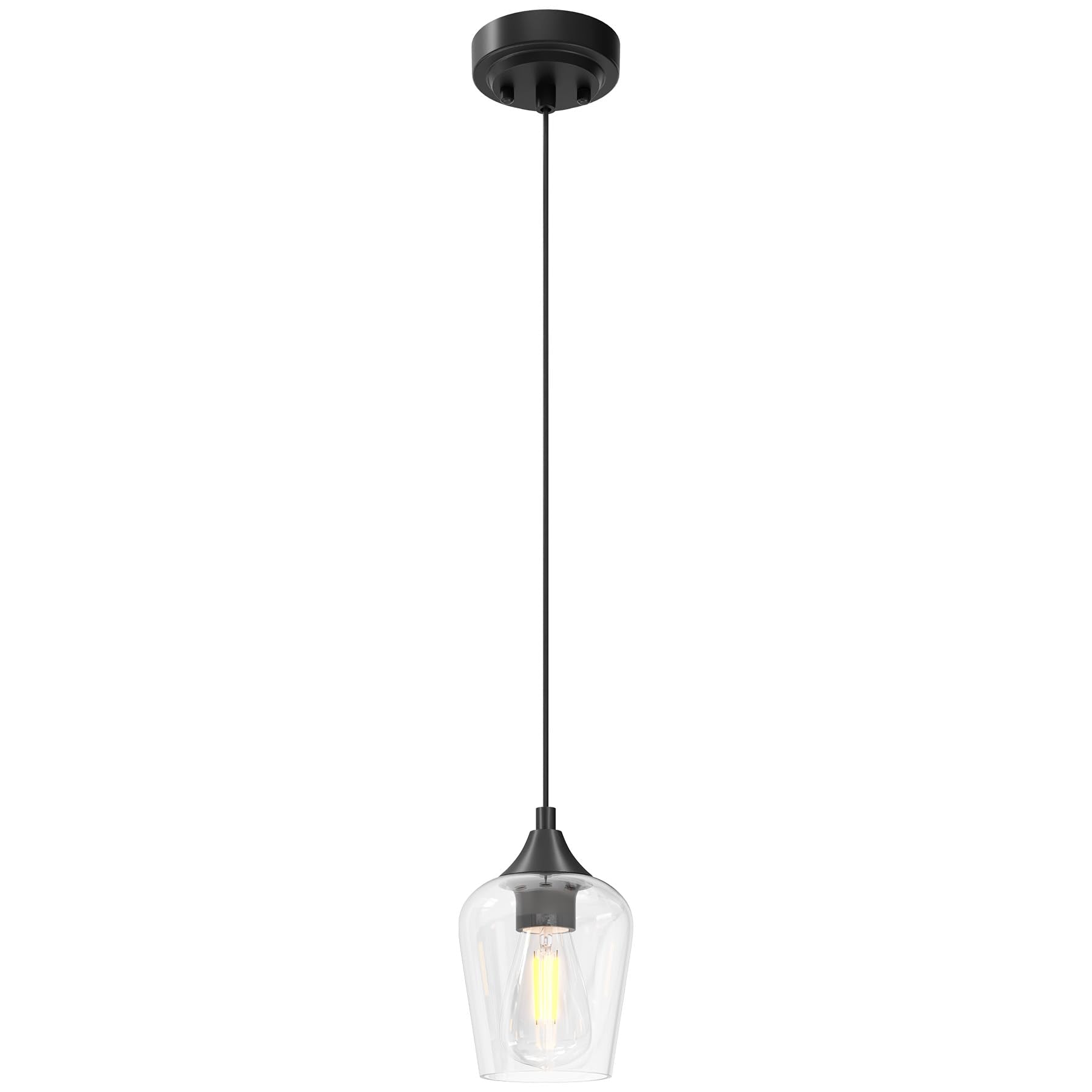 VONLUCE Black Pendant Light Fixture, Glass Shade, 1 pc, Model HCF2805