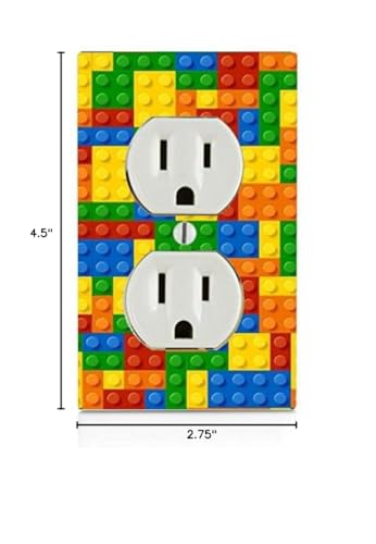 Colorful Bricks Design Print Image Electrical Outlet Plate