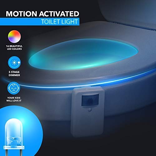 Chunace Toilet Bowl Night Light with Motion Sensor, 16 Color LED, White, Model: Toilet Light 01