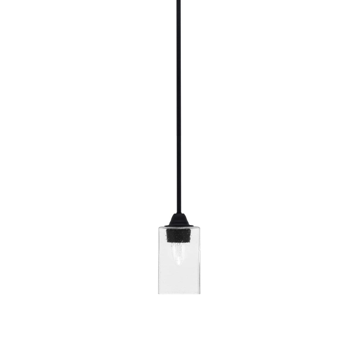 Paramount 1 Light Mini Pendant In Matte Black Finish With 4&quot; Clear Bubble Glass