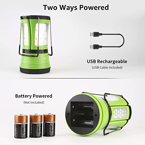 Lighting EVER LE LED Camping Lantern, 600LM Rechargeable, Detachable Flashlight, Green, Model 3300012-DW, Ideal for Emergencies and Outdoor Use