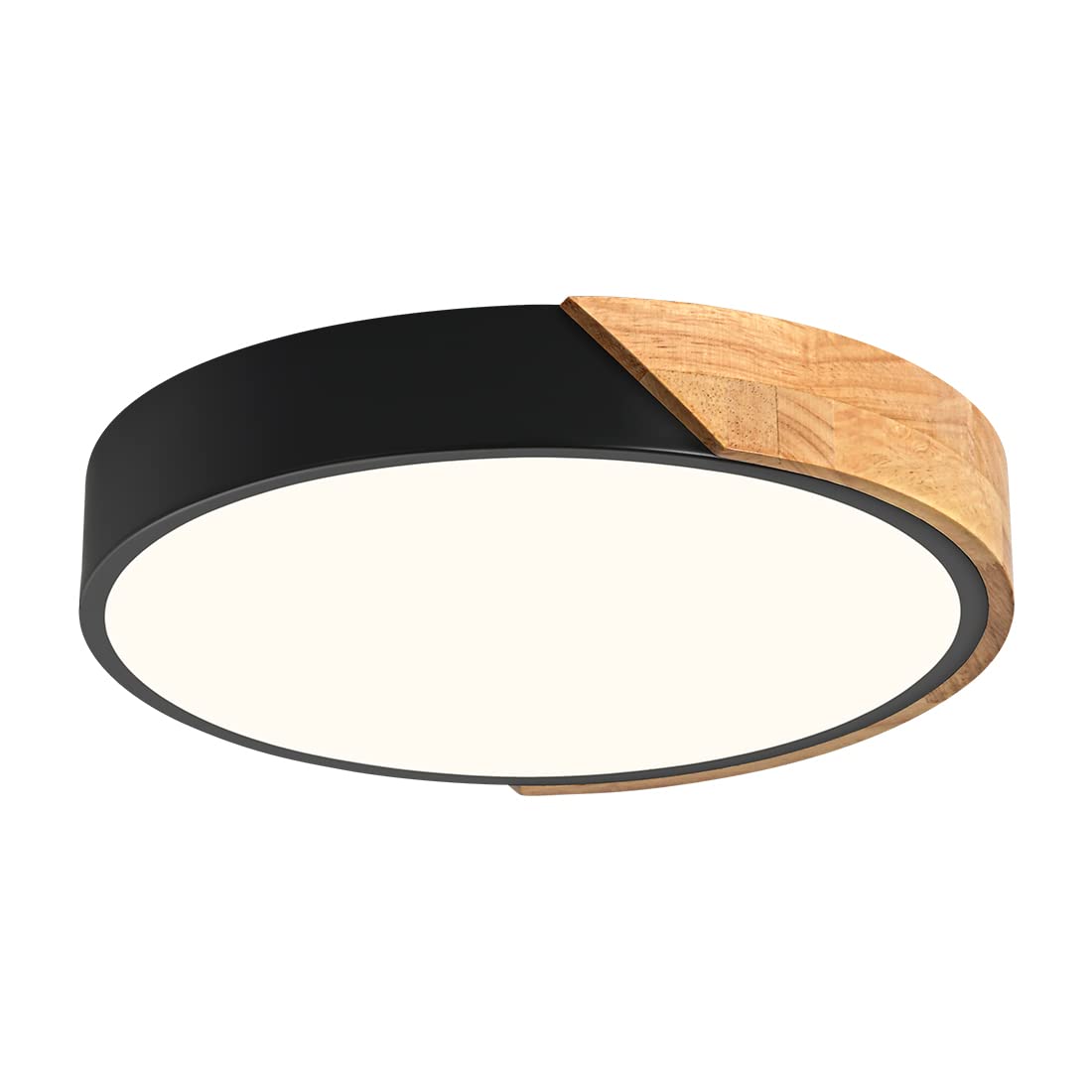 Vikaey Modern LED Ceiling Light, Black Metal Flush Mount, 11.8in Circle Fixture, Acrylic Lampshade, Model VGUS20221104001