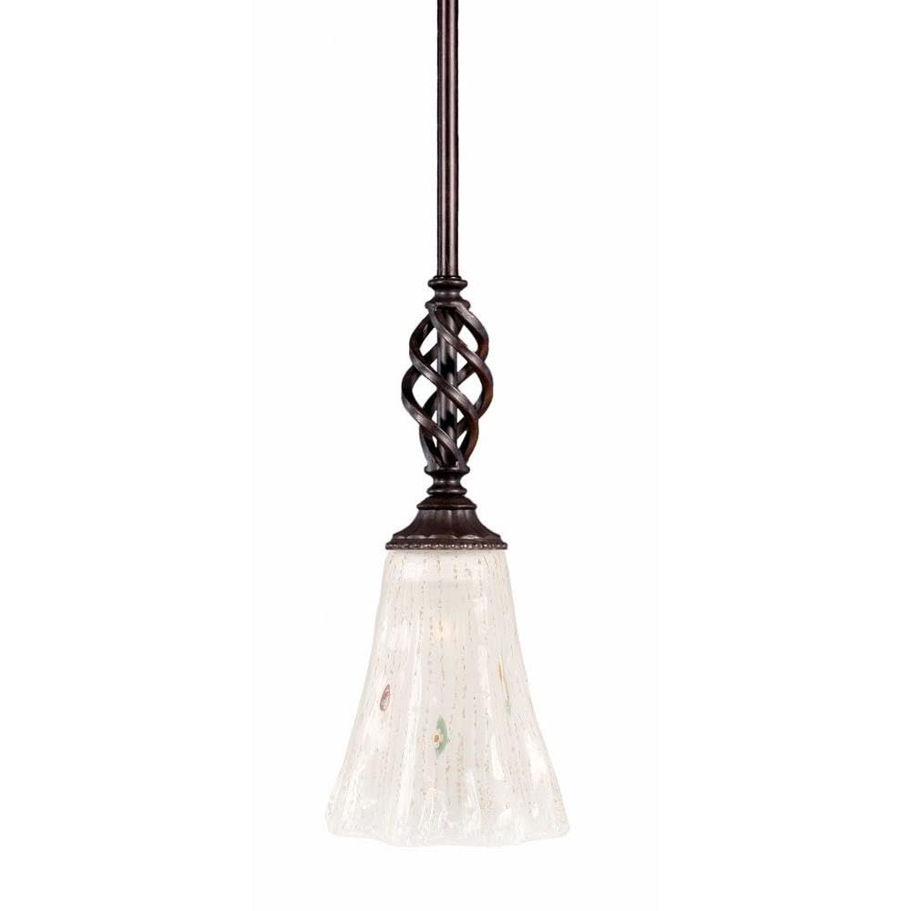 Toltec Lighting 80-DG-721 Elegante Mini Pendant with Hang Straight Swivel with 5.Inch Frosted Crystal Glass, Dark Granite Finish