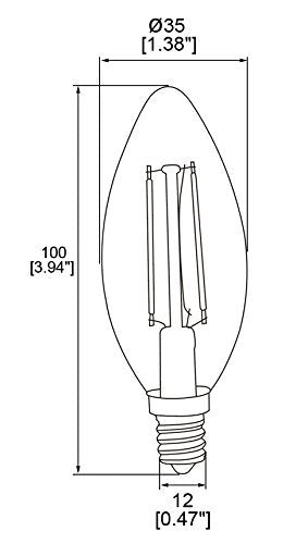 Hero-Led B10-Dsgt-2W-Ww22 Dimmable Gold Tint B10 E12 2W Candelabra Style Led Filament Chandelier Light Candle Bulb, 25W Equivale