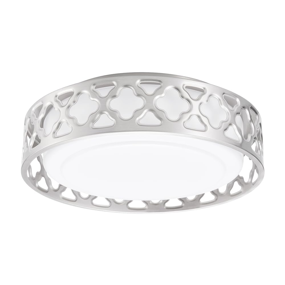 VICNIE Flush Mount Ceiling Light, LED Light Fixture Ceiling Mount with Brushed Nickel Finish, 12inch 3000K/3500K/4000K/5000K/600