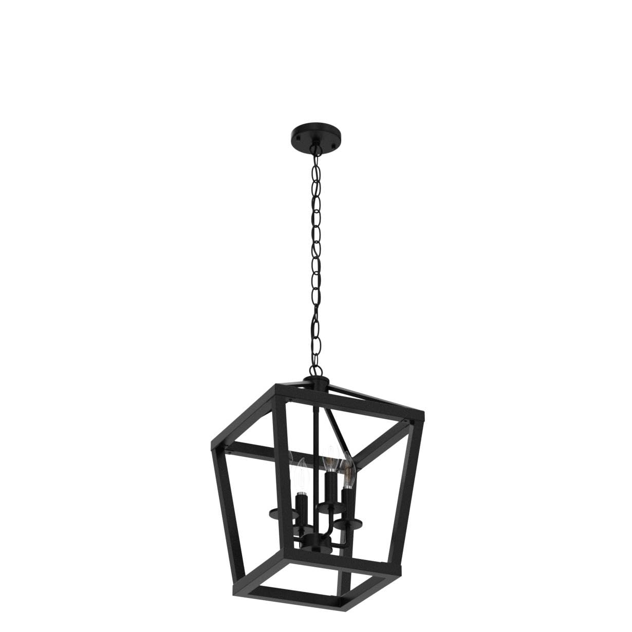 BrightHome 4-Light Farmhouse Chandelier, Black Metal Pendant Light Fixture, Adjustable Height, Model D3560-04-BK