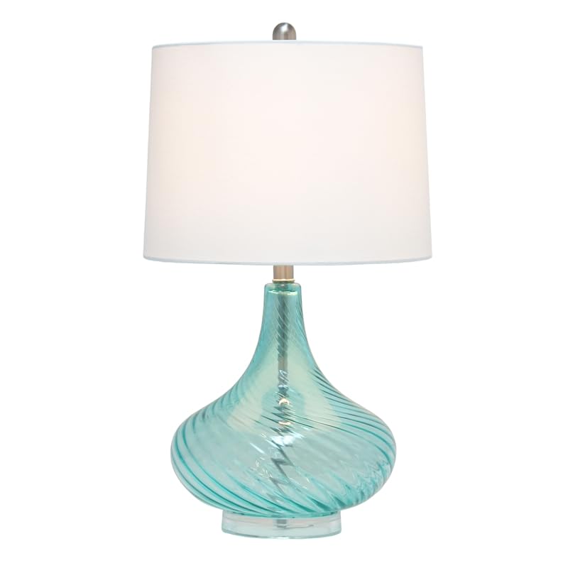All The Rages 24&quot; Light Blue Wavy Glass Table Lamp - Contemporary Home Decor Accent