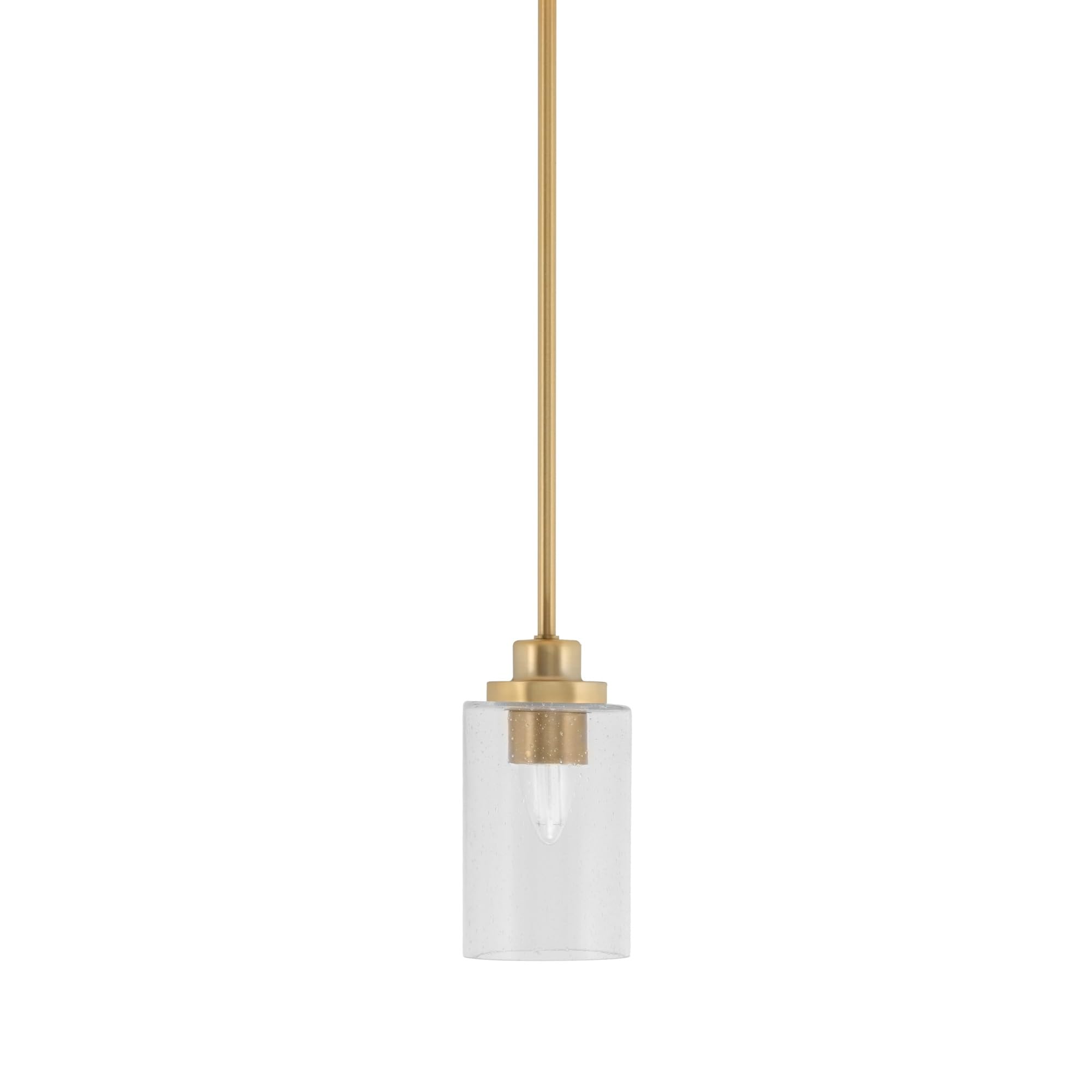 Toltec Lighting Odyssey Mini Pendant, New Age Brass Finish, 4in Clear Bubble Glass