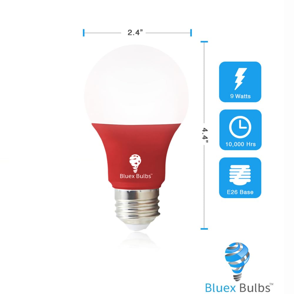 4 Pack Led Red And Green Light Bulbs - 120V E26 Base 9 Watt (60-Watt Replacement) - Red And Green Bulbs For Party Decoration, Po