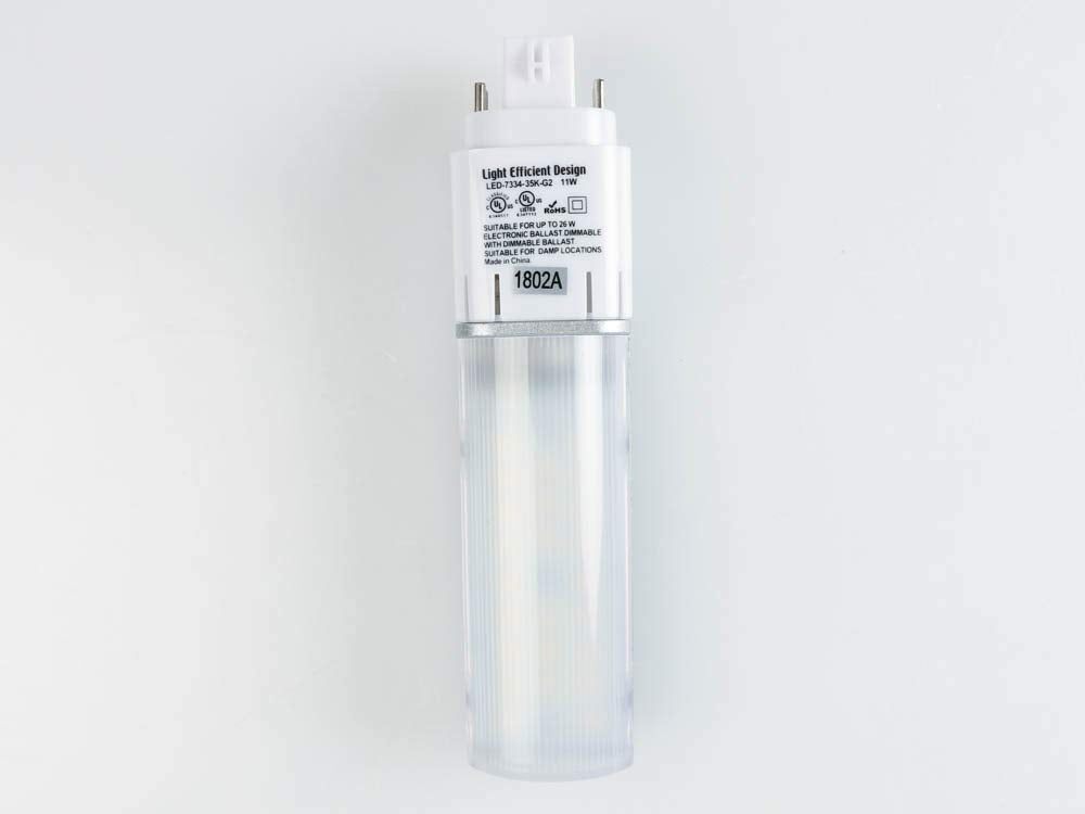 Light Efficient Design Horizontal 11W 4 Pin 3500K G24Q Led Bulb, Uses Existing Ballast