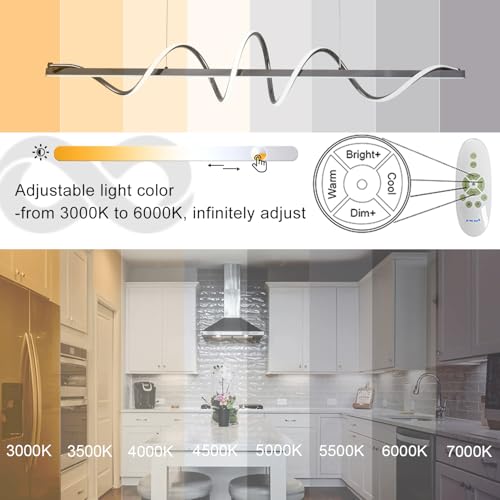 Black Modern Chandelier,Modern Led Pendant Light For Kitchen Island Lighting Dimmable 39.73" Creative Snake-Shaped Twist Design Modern Led Chandelier For Dining Room Over Table