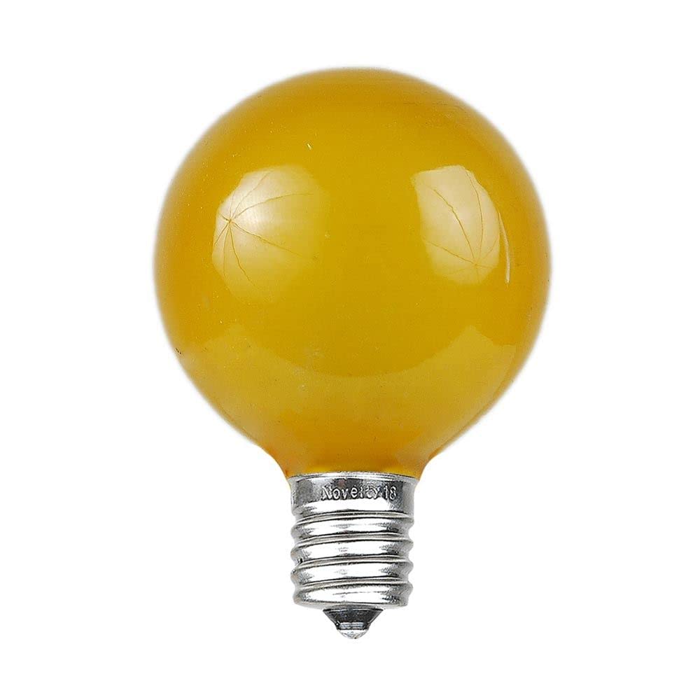 Novelty Lights G40 Yellow Outdoor Globe Bulbs, 25 Pack, Incandescent, 3000 Hour Lifespan, Model A-G40-E12-5W-YE