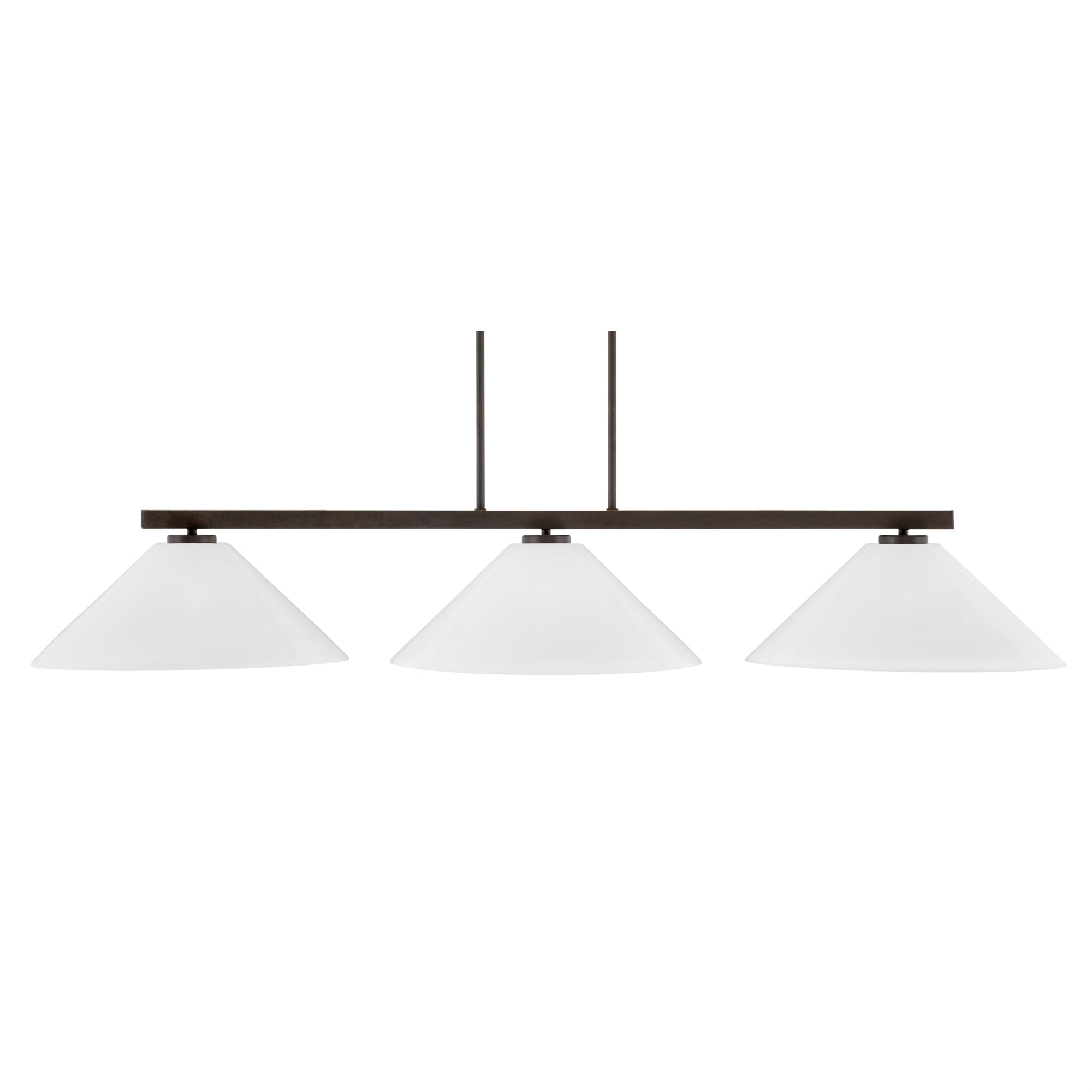 Toltec Lighting Atlas 3 Light Bar - Dark Granite Finish, 16in White Marble Glass