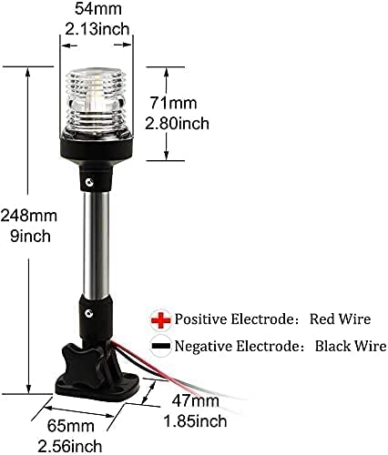 Young Marine 12in Foldable White LED Boat Stern Light Model LT-1001 for Navigation and Anchor Use