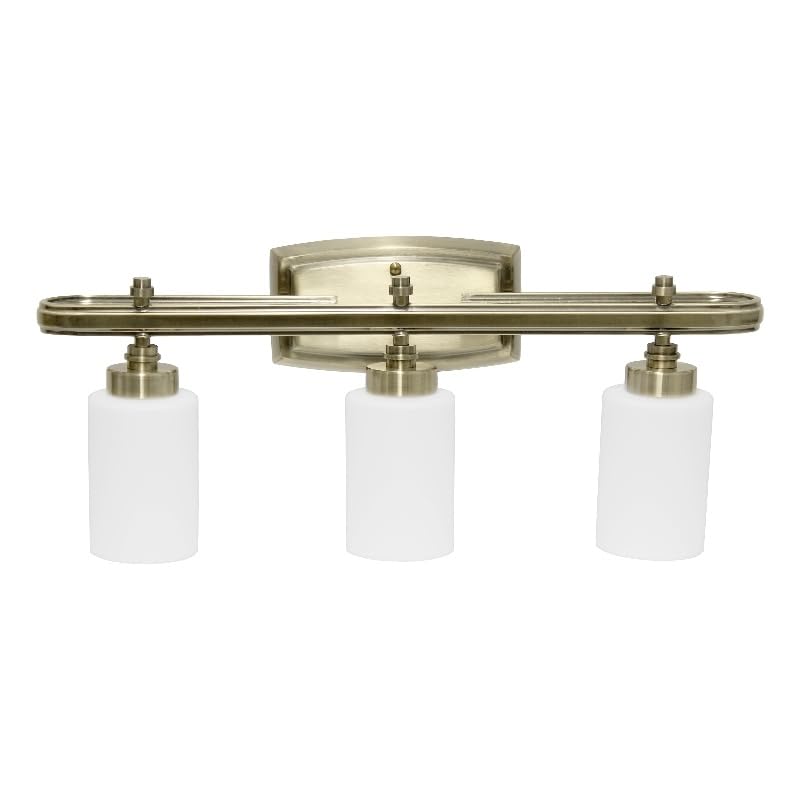 All The Rages Antique Brass 3-Light Glass & Metal Vanity Fixture