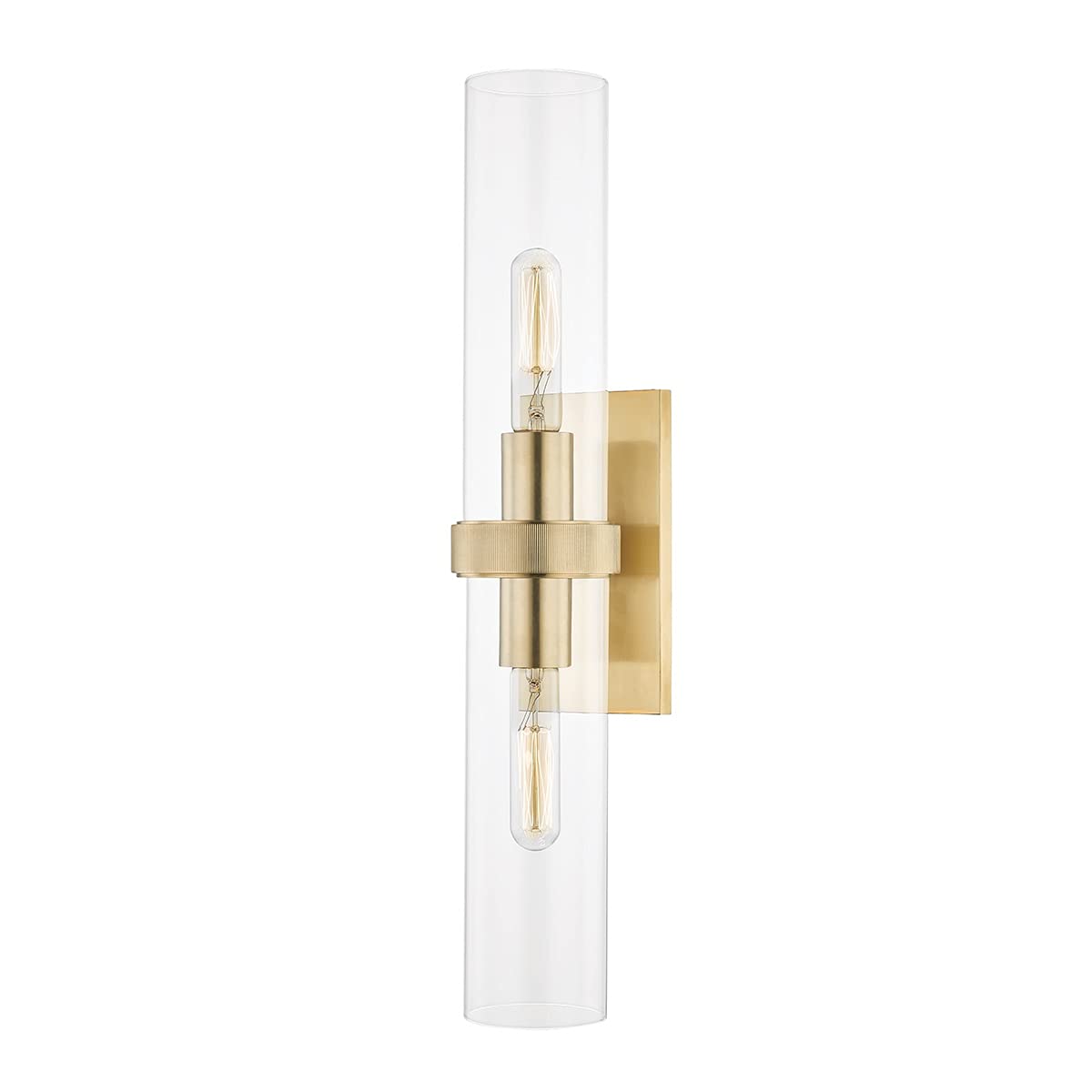 Hudson Valley Lighting Briggs 2-Light Wall Sconce - Aged Brass Finish - Clear Glass Shade