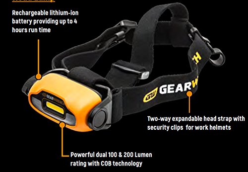 Gearwrench Rechargeable Head Lamp, 200 Lumen - 83137