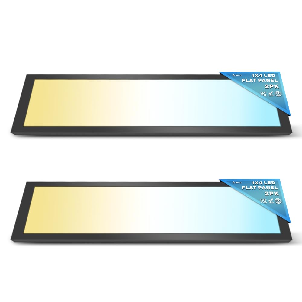 Sunco 1x4 LED Flat Panel Light, Dual Selectable CCT 3500K/4000K/5000K & Selectable Wattage 30W/40W/46W, 5700LM, Dimmable 0-10V, 
