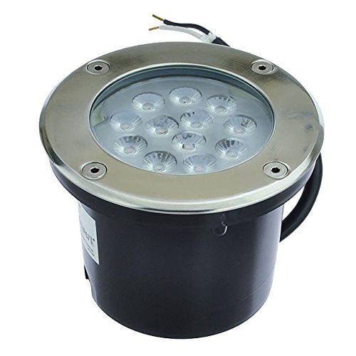 LEDwholesalers In-Ground LED Well Light 14W 12V AC/DC Brushed Stainless Steel Trim Model 3733WW